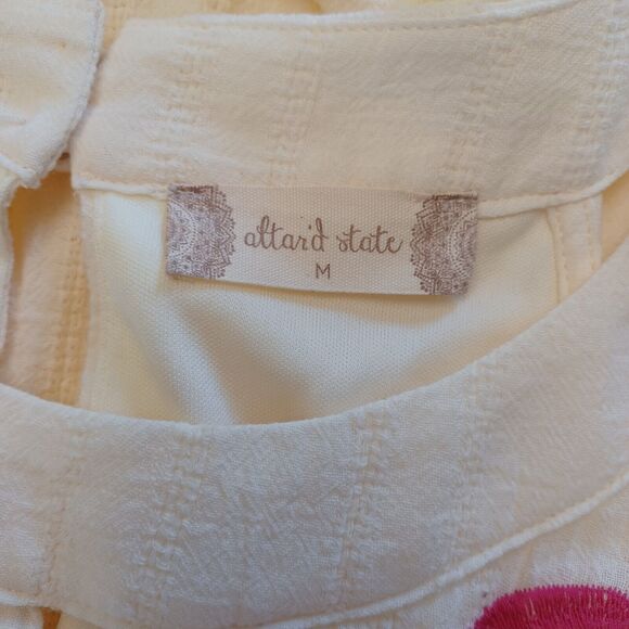 Altar'd State Dress Size M Cream Cotton Gauze Halter Neck Lined Embroidered NEW - Picture 6 of 10